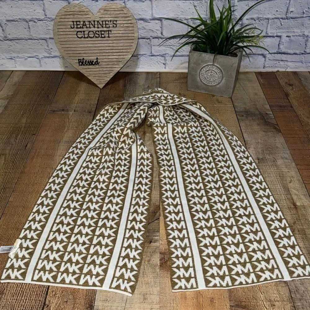Michael Kors scarf cream tan gold shimmer